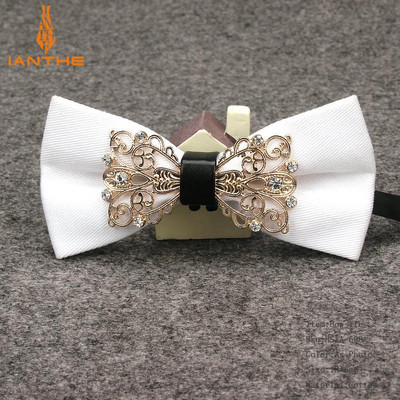 Muška odijela Pamučna luksuzna dijamantna leptir mašna za vjenčanje Jednobojna leptir mašna za muškarce Metalna kravata oko vrata Gravatas Uske maskulina kravate