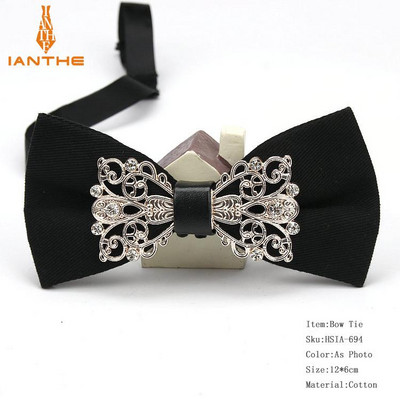 Muška odijela Pamučna luksuzna dijamantna leptir mašna za vjenčanje Jednobojna leptir mašna za muškarce Metalna kravata oko vrata Gravatas Uske maskulina kravate