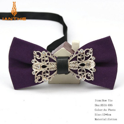 Muška odijela Pamučna luksuzna dijamantna leptir mašna za vjenčanje Jednobojna leptir mašna za muškarce Metalna kravata oko vrata Gravatas Uske maskulina kravate