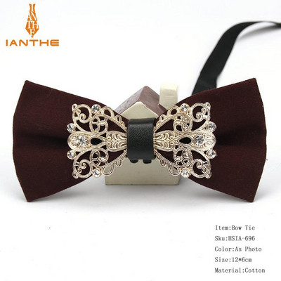 Muška odijela Pamučna luksuzna dijamantna leptir mašna za vjenčanje Jednobojna leptir mašna za muškarce Metalna kravata oko vrata Gravatas Uske maskulina kravate