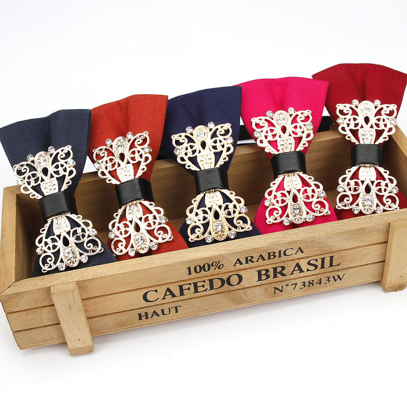 Muška odijela Pamučna luksuzna dijamantna leptir mašna za vjenčanje Jednobojna leptir mašna za muškarce Metalna kravata oko vrata Gravatas Uske maskulina kravate