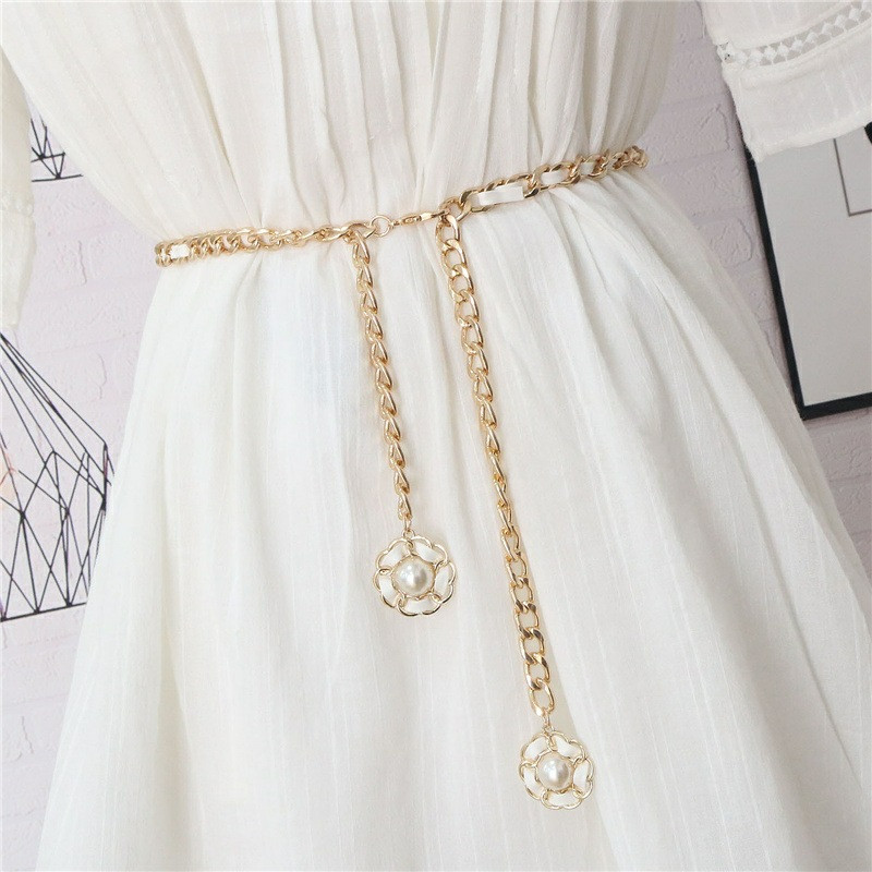 Crno bijeli jednostavni podesivi metalni tanki lanac za žene Lanac za struk Lanac za remen Haljina Skinny Dizajnerski pojas Ukrasni nakit