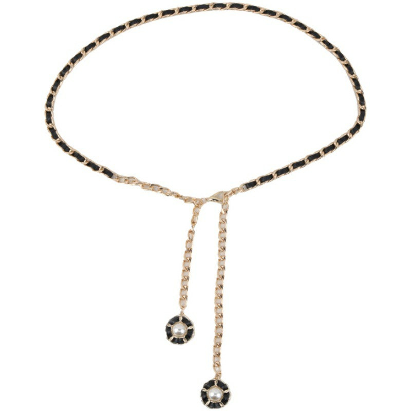 Crno bijeli jednostavni podesivi metalni tanki lanac za žene Lanac za struk Lanac za remen Haljina Skinny Dizajnerski pojas Ukrasni nakit