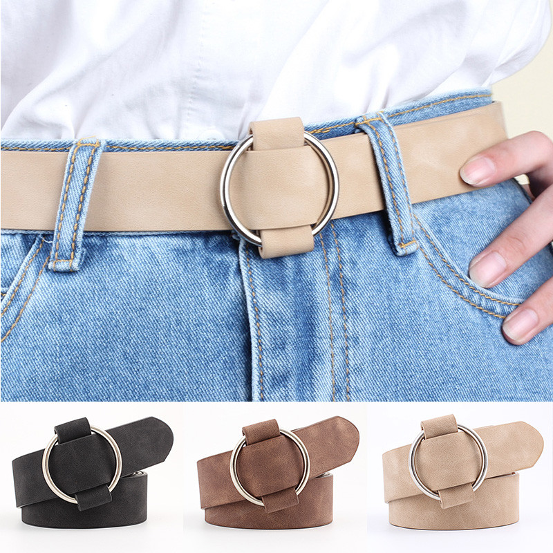 Női öv divat tű nélküli fém kerek csatos bőröv Női farmer Wild deréköv