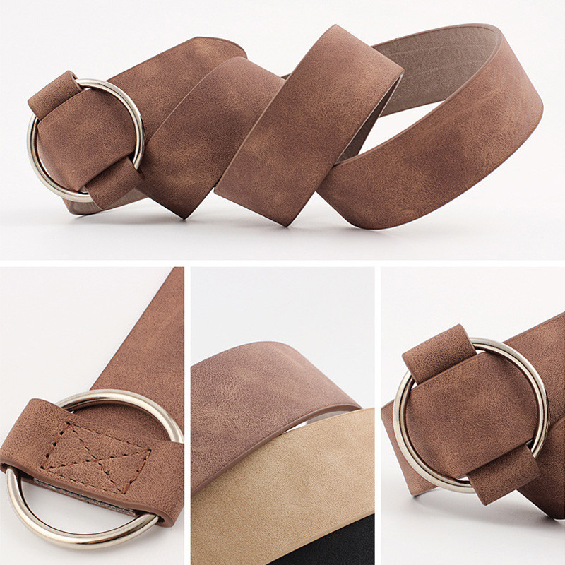 Női öv divat tű nélküli fém kerek csatos bőröv Női farmer Wild deréköv