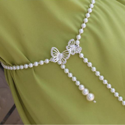 Moepärlitega naiste vöökett väike kikisõlme lilleline pandlaga õhuke vöö Täiesti sobiv naiste kleit Rõivad vöökoht vöökoht