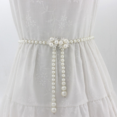 Moepärlitega naiste vöökett väike kikisõlme lilleline pandlaga õhuke vöö Täiesti sobiv naiste kleit Rõivad vöökoht vöökoht