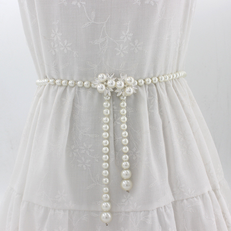 Moepärlitega naiste vöökett väike kikisõlme lilleline pandlaga õhuke vöö Täiesti sobiv naiste kleit Rõivad vöökoht vöökoht