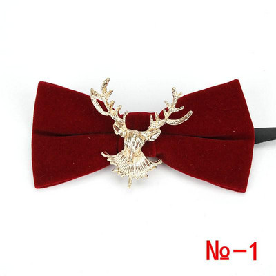 Papioni retro pentru bărbați de modă de ultimă generație de Crăciun, metal, cap de elan, nuntă, papion de lux, guler la modă, bijuterii, cadouri pentru bărbați