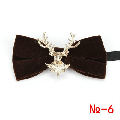 Papioni retro pentru bărbați de modă de ultimă generație de Crăciun, metal, cap de elan, nuntă, papion de lux, guler la modă, bijuterii, cadouri pentru bărbați