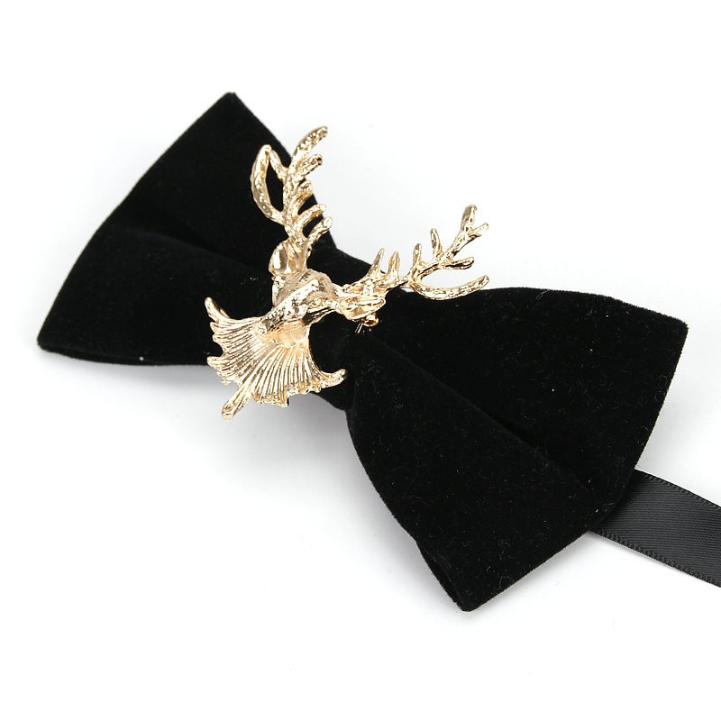 Papioni retro pentru bărbați de modă de ultimă generație de Crăciun, metal, cap de elan, nuntă, papion de lux, guler la modă, bijuterii, cadouri pentru bărbați