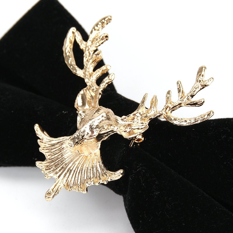 Papioni retro pentru bărbați de modă de ultimă generație de Crăciun, metal, cap de elan, nuntă, papion de lux, guler la modă, bijuterii, cadouri pentru bărbați