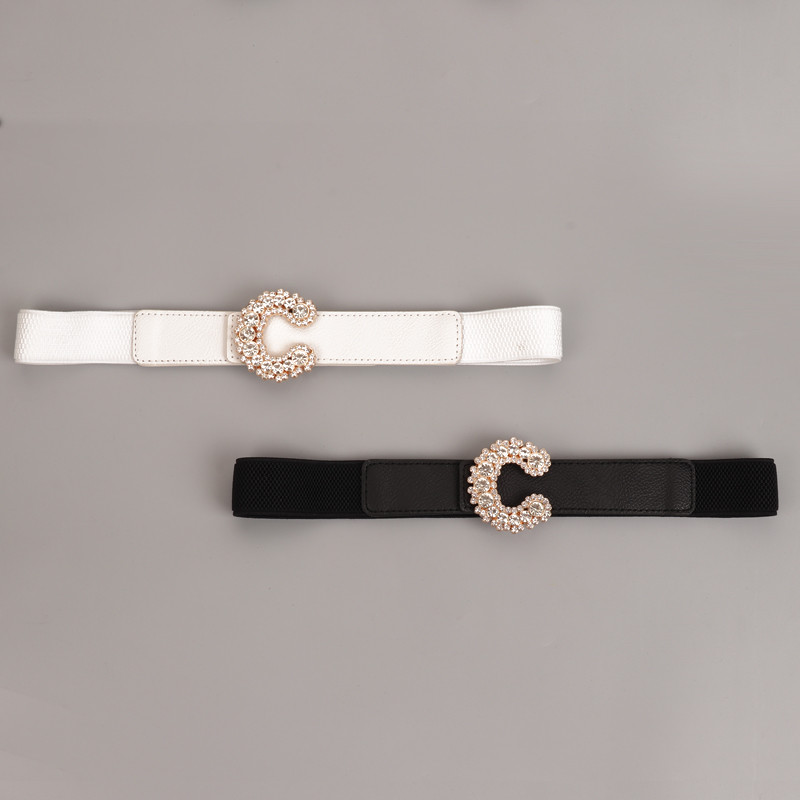 Luxusné opasky s kamienkami a zlatou prackou, nové krištáľové zliatinové pracky, pásy pre šaty, dámske čierne elastické opasky s lemom, párty dekorácie