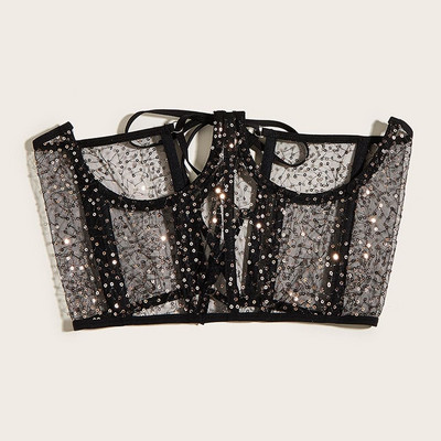 Γυναικεία ζώνη κορσέ με διάφανο διχτυωτό πούλιες Cummerbund Ψηλόμεση Harajuku Vintage See Through Waist Shaper Κορσέ