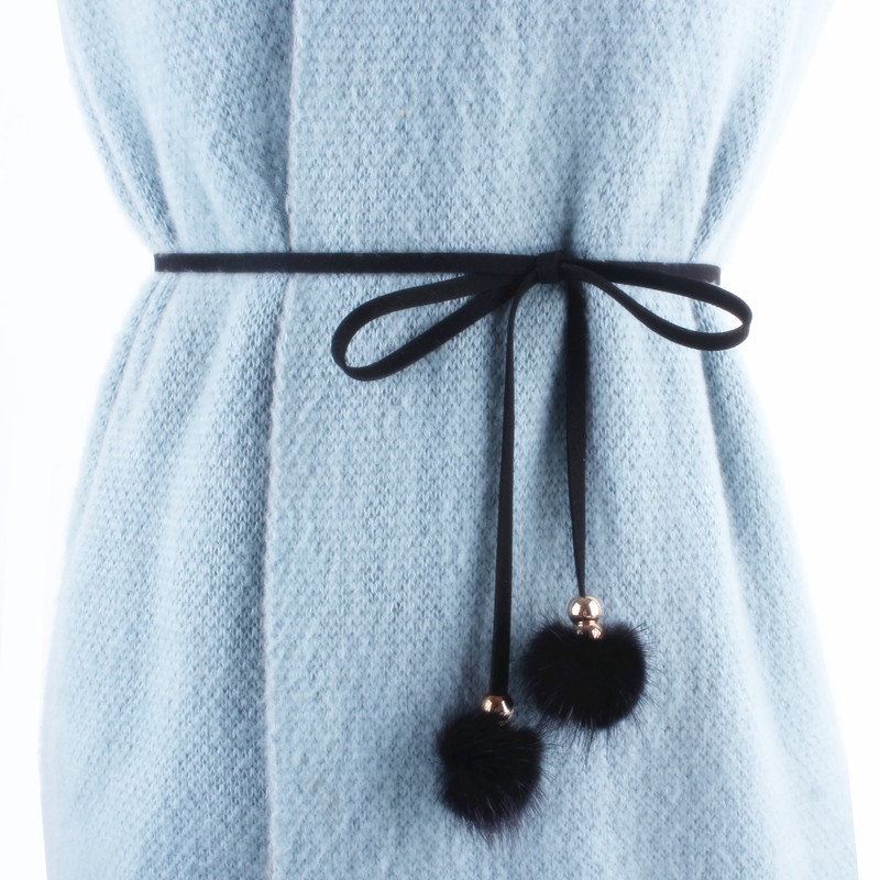 Steznik pojasevi za žene za haljinu Traka oko struka Slatka djevojka Zec Krzno Tanak čvor Konop Luksuzni dizajnerski pojas Ženski dodaci