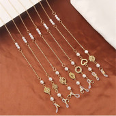 Dámske šperky Vintage srdce Akrylová perla Anti-lost okuliare retiazka krk popruh držiak šnúrka maska šnúrka