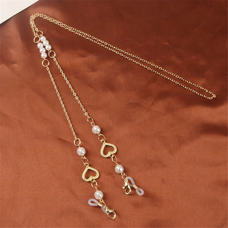 Dámske šperky Vintage srdce Akrylová perla Anti-lost okuliare retiazka krk popruh držiak šnúrka maska šnúrka