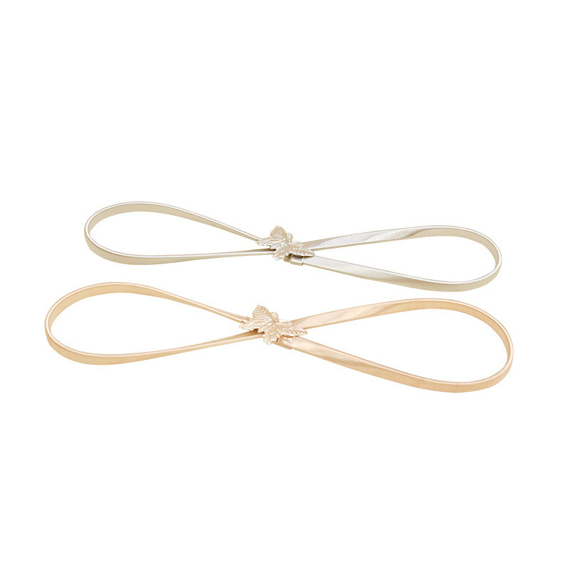 Aur, argint, aur, curele metalice pentru femei, cu cataramă fluture, centură în talie, rochie de damă, fustă elastică, subțire, subțire.