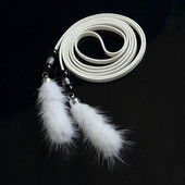 Divlji raznobojni ručno izrađeni pliš od pravog krzna, tkani tanki remen od užeta u struku, pojas za haljinu, lančići za uski struk bg-454