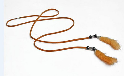 Divlji raznobojni ručno izrađeni pliš od pravog krzna, tkani tanki remen od užeta u struku, pojas za haljinu, lančići za uski struk bg-454