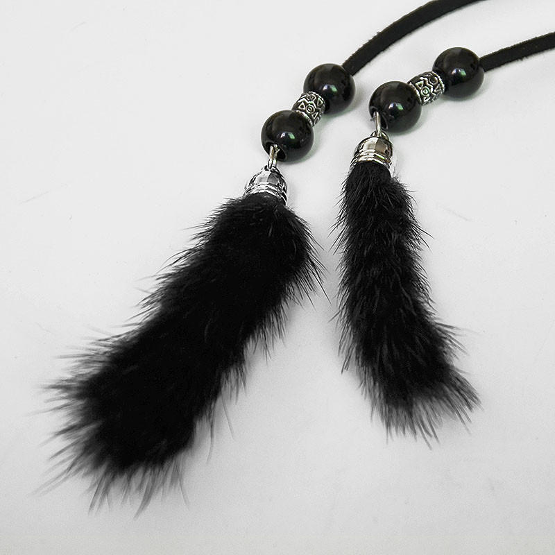 Divlji raznobojni ručno izrađeni pliš od pravog krzna, tkani tanki remen od užeta u struku, pojas za haljinu, lančići za uski struk bg-454