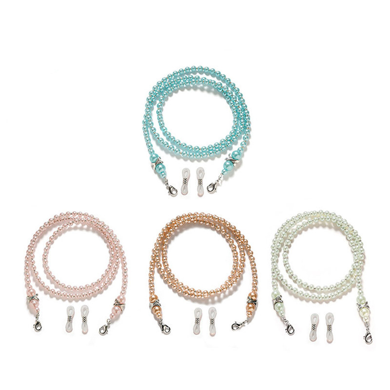 Fashion Pearl Mask Ketid Prillikett naistele Retro metallist päikeseprillid Paelad Prillid Juhtmehoidja Kaelarihm