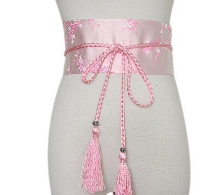 Kaklaraištis Satin Belt Fashion Moteriškas retro gėlių raštas chalatas Juosmens platus korsetas Cummer bunds kimono diržo juostelė BG-628