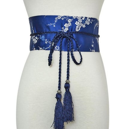 Kaklaraištis Satin Belt Fashion Moteriškas retro gėlių raštas chalatas Juosmens platus korsetas Cummer bunds kimono diržo juostelė BG-628