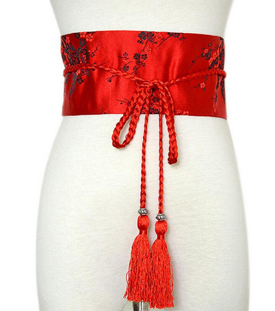 Kaklaraištis Satin Belt Fashion Moteriškas retro gėlių raštas chalatas Juosmens platus korsetas Cummer bunds kimono diržo juostelė BG-628