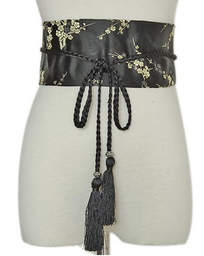 Kaklaraištis Satin Belt Fashion Moteriškas retro gėlių raštas chalatas Juosmens platus korsetas Cummer bunds kimono diržo juostelė BG-628