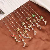 Madingi akiniai dirželiai perlų kaukės grandinėlė, žavinga lanko mazgas, žavūs akiniai nuo saulės, dirželio laikiklis, kaklo virvelė, akiniai, papuošalai, dovana moterims