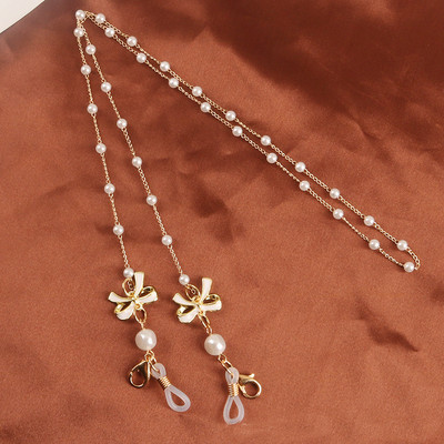 Madingi akiniai dirželiai perlų kaukės grandinėlė, žavinga lanko mazgas, žavūs akiniai nuo saulės, dirželio laikiklis, kaklo virvelė, akiniai, papuošalai, dovana moterims