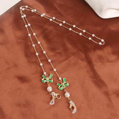 Madingi akiniai dirželiai perlų kaukės grandinėlė, žavinga lanko mazgas, žavūs akiniai nuo saulės, dirželio laikiklis, kaklo virvelė, akiniai, papuošalai, dovana moterims