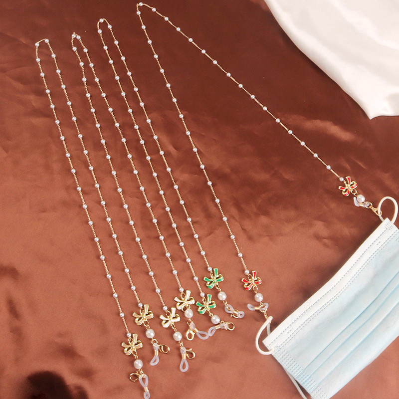 Madingi akiniai dirželiai perlų kaukės grandinėlė, žavinga lanko mazgas, žavūs akiniai nuo saulės, dirželio laikiklis, kaklo virvelė, akiniai, papuošalai, dovana moterims