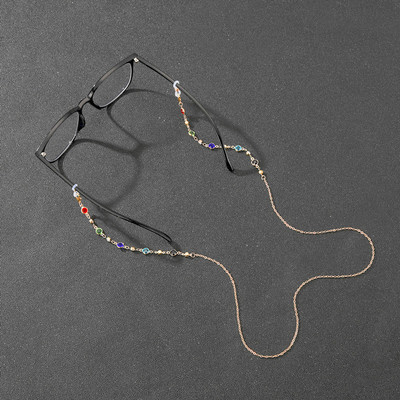 Női színes kristály napszemüveg maszk lánc gyöngy gyöngyös divat maszk zsinór univerzális leesésgátló pánt szemüveglánc