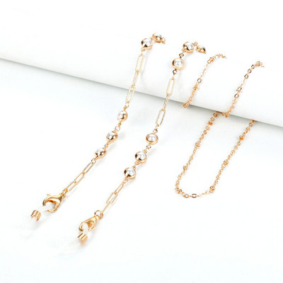 Női színes kristály napszemüveg maszk lánc gyöngy gyöngyös divat maszk zsinór univerzális leesésgátló pánt szemüveglánc