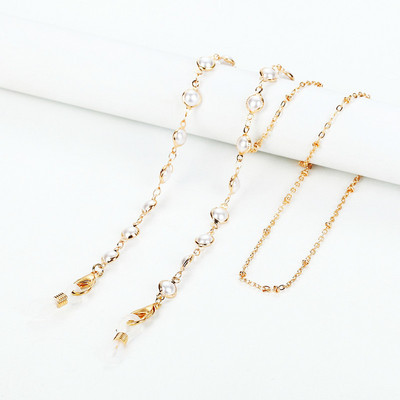 Női színes kristály napszemüveg maszk lánc gyöngy gyöngyös divat maszk zsinór univerzális leesésgátló pánt szemüveglánc