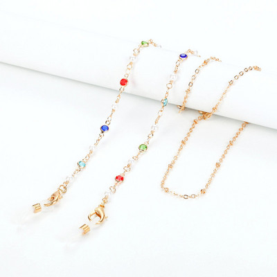 Női színes kristály napszemüveg maszk lánc gyöngy gyöngyös divat maszk zsinór univerzális leesésgátló pánt szemüveglánc