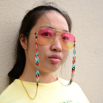 Акрилни слънчеви очила Златни верижки за жени 2021 г. Нова мода 72 см маскиращи вериги за очила Връзка на едро