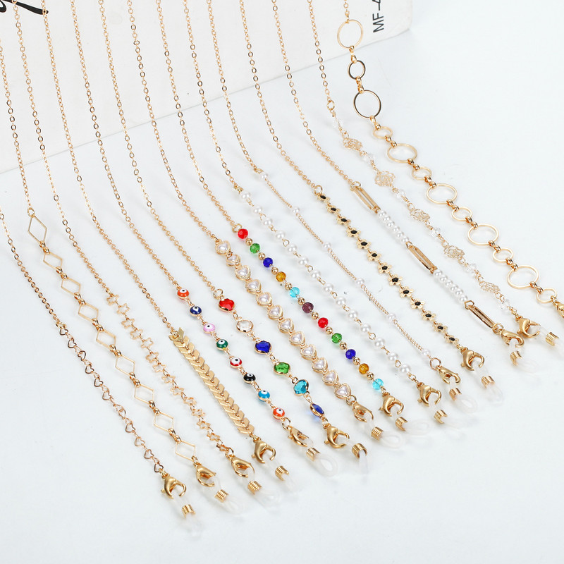 Modni lančić za sunčane naočale od akrilnih kristala 14 stilova, držač lančića za naočale s perlama, maska za lanac za naočale, užetni nakit za žene