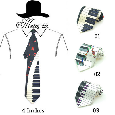 Ανδρική γραβάτα μόδα καινοτομία 5 Πίνακας με πλήκτρα πιάνου με γραβάτες με νότες μουσικής από πολυεστέρα υφαντό Κλασικό φόρεμα για πάρτι Cravat Gift Party