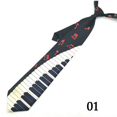 Vyriška kaklaraištis, madinga naujovė, 5 fortepijoninė klavišų lenta su muzikine nata Kaklaraiščiai iš poliesterio austi klasikiniai vakarėliui skirti „Cravat“ dovanų vakarėliui iškilminga suknelė