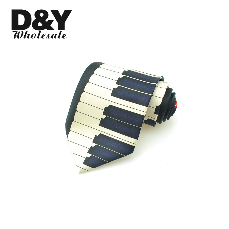 Vyriška kaklaraištis, madinga naujovė, 5 fortepijoninė klavišų lenta su muzikine nata Kaklaraiščiai iš poliesterio austi klasikiniai vakarėliui skirti „Cravat“ dovanų vakarėliui iškilminga suknelė