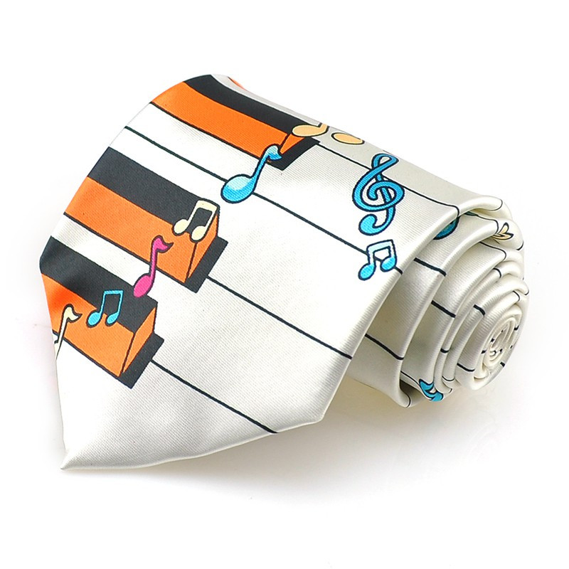 Vyriška kaklaraištis, madinga naujovė, 5 fortepijoninė klavišų lenta su muzikine nata Kaklaraiščiai iš poliesterio austi klasikiniai vakarėliui skirti „Cravat“ dovanų vakarėliui iškilminga suknelė