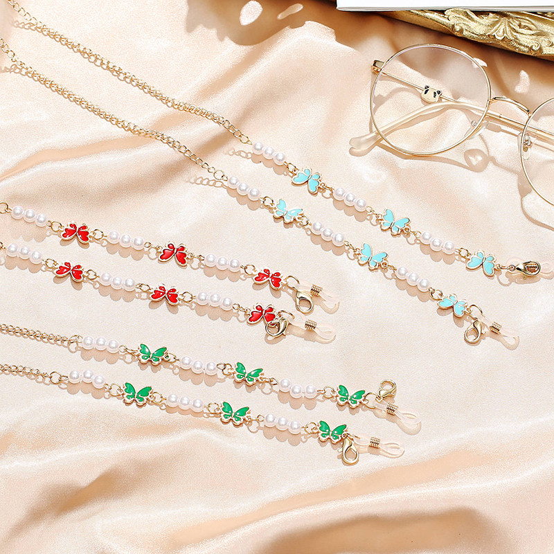 Modni biserni lanac za naočale za žene Slatki šareni leptir, držač trake za sunčane naočale, maska, remen za vrat, naočale, nakit, poklon