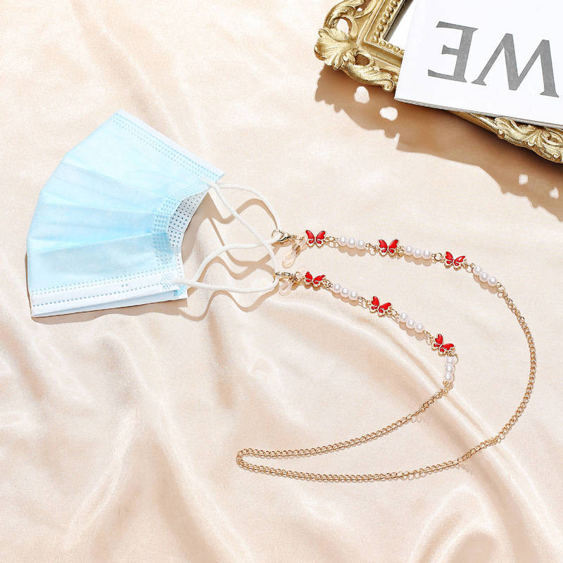 Modni biserni lanac za naočale za žene Slatki šareni leptir, držač trake za sunčane naočale, maska, remen za vrat, naočale, nakit, poklon