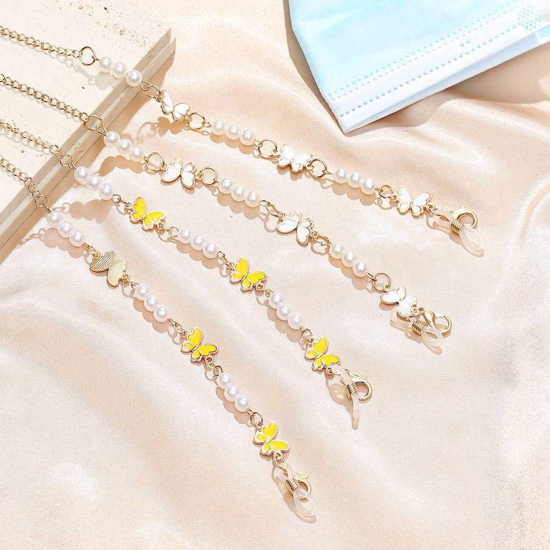 Modni biserni lanac za naočale za žene Slatki šareni leptir, držač trake za sunčane naočale, maska, remen za vrat, naočale, nakit, poklon