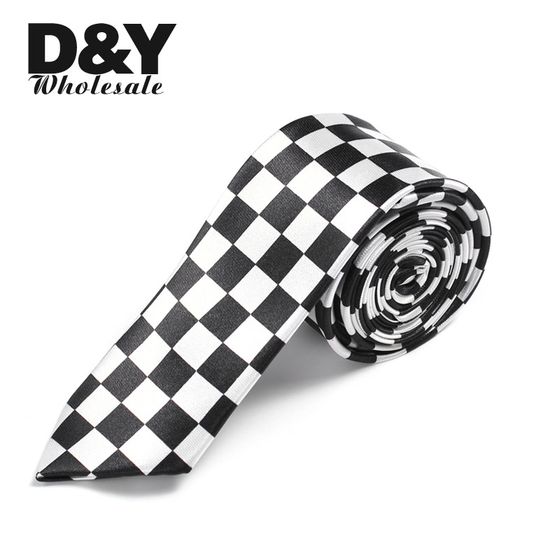 Cravată pentru femei Rochie formală Cadou Cămăși de nuntă Cravate pentru bărbați Lățimea de 2 inchi în carouri alb în carouri Classic Livrare directă