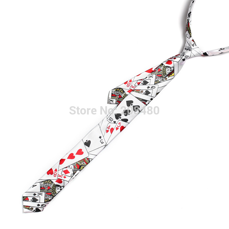 Meeste lipsud lips pidulik kleit kingitus pulmasärk 2 tolli lai Mood Mängukaardid / Pokker Valge Klassikaline peoäri