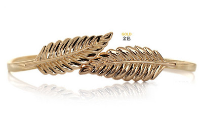 Ženski ljetni remen oko struka Zlatni i srebrni dizajn europske marke Luksuzni elastični lančić od javorovog lista za žene Vijčana brava bg-042